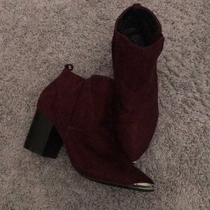 Burgundy & Silver toed booties